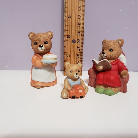 Homco Mom Dad Baby Christmas Morning Bears Figurines Home Decor Lot Of 3 - Picture 2 of 8